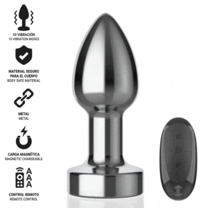 INTENSE - PLUG ANAL 10 VIBRACIONES METAL CON CONTROL REMOTO S