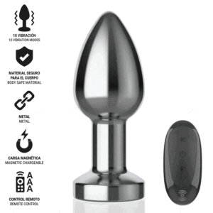 INTENSE - PLUG ANAL 10 VIBRACIONES METAL CON CONTROL REMOTO M