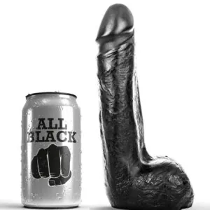 ALL BLACK - DILDO REALÍSTICO NEGRO SUAVE 20 CM