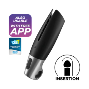 SATISFYER - POWER MASTURBATOR NEGRO Y PLATA