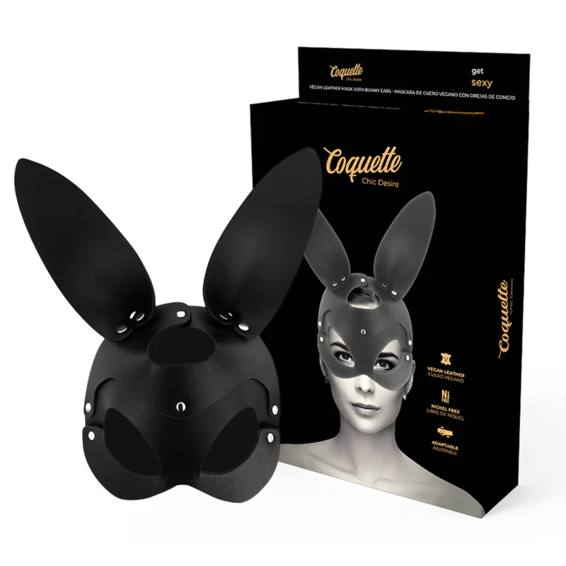 COQUETTE CHIC DESIRE - MÁSCARA CUERO VEGANO CON OREJAS DE CONEJO