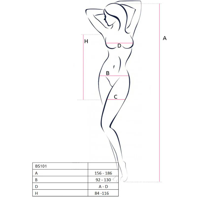 PASSION - BS101 BODYSTOCKING NEGRO TALLA ÚNICA