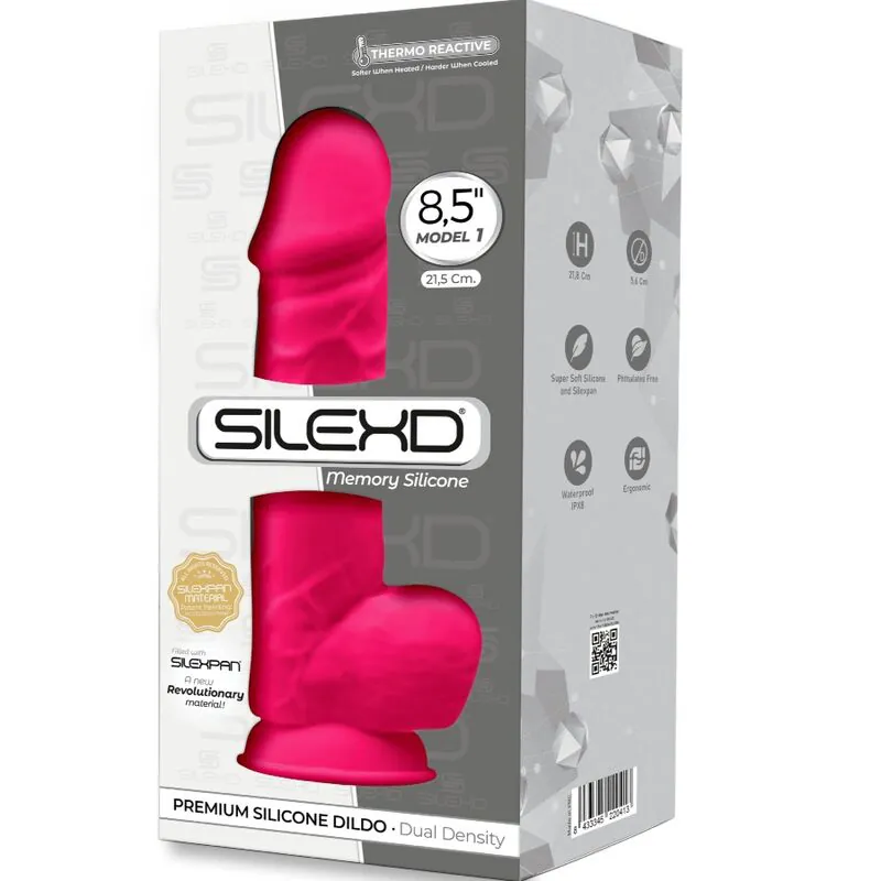 SILEXD - MODELO 1 PENE REALÍSTICO SILICONA PREMIUM SILEXPAN FUCSIA 21.5 CM