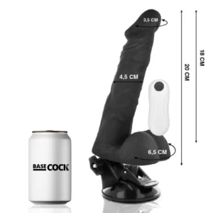 BASECOCK - VIBRADOR REALÍSTICO ARTICULABLE CONTROL REMOTO NEGRO 20 CM -O- 4.5 CM