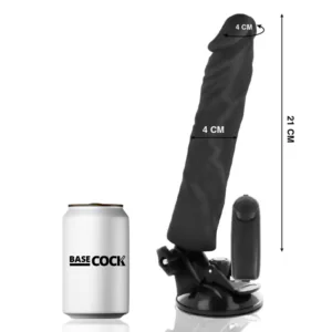 BASECOCK - VIBRADOR REALÍSTICO CONTROL REMOTO NEGRO 21 CM -O- 4 CM