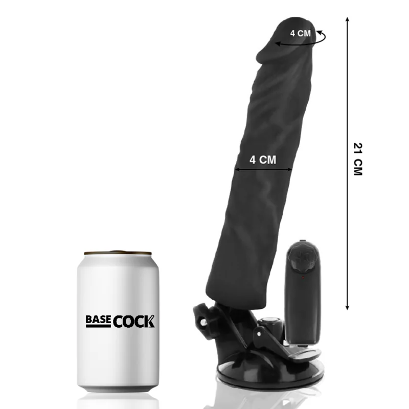 BASECOCK - VIBRADOR REALÍSTICO CONTROL REMOTO NEGRO 21 CM -O- 4 CM