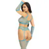 LEG AVENUE - SET TOP MEDIAS DE LIGA & GUANTES AZUL