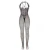 SUBBLIME - 951788 BODYSTOCKING LARGO DE REJILLA TIRANTES EN PECHO Y ESPALDA NEGRO TALLA ÚNICA