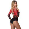 SUBBLIME - 952259 VESTIDO DE REJILLA ELÁSTICO MANGA LARGA DEGRADADO ROJO Y NEGRO TALLA ÚNICA