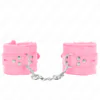 KINK - MUÑEQUERAS FORRADAS CON AGUJEROS CUADRADOS ROSA Y CORREA ROSA AJUSTABLE 17-29 CM X 6 CM