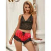 SUBBLIME - 953966 PIJAMA SEXY SATEN Y ENCAJE NEGRO/ROJO L/XL