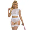 SUBBLIME - 954031 SUJETADOR + PANTIES CON LIGUERO BLANCO S/M