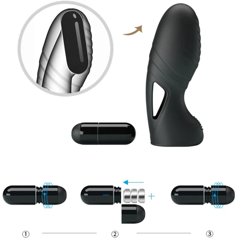 PRETTY LOVE - ALAN VIBRADOR DE DEDO SILICONA NEGRO