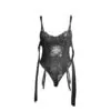 SUBBLIME - 955496 BODY DE ENCAJE CON LAZOS Y LIGAS NEGRO S/M