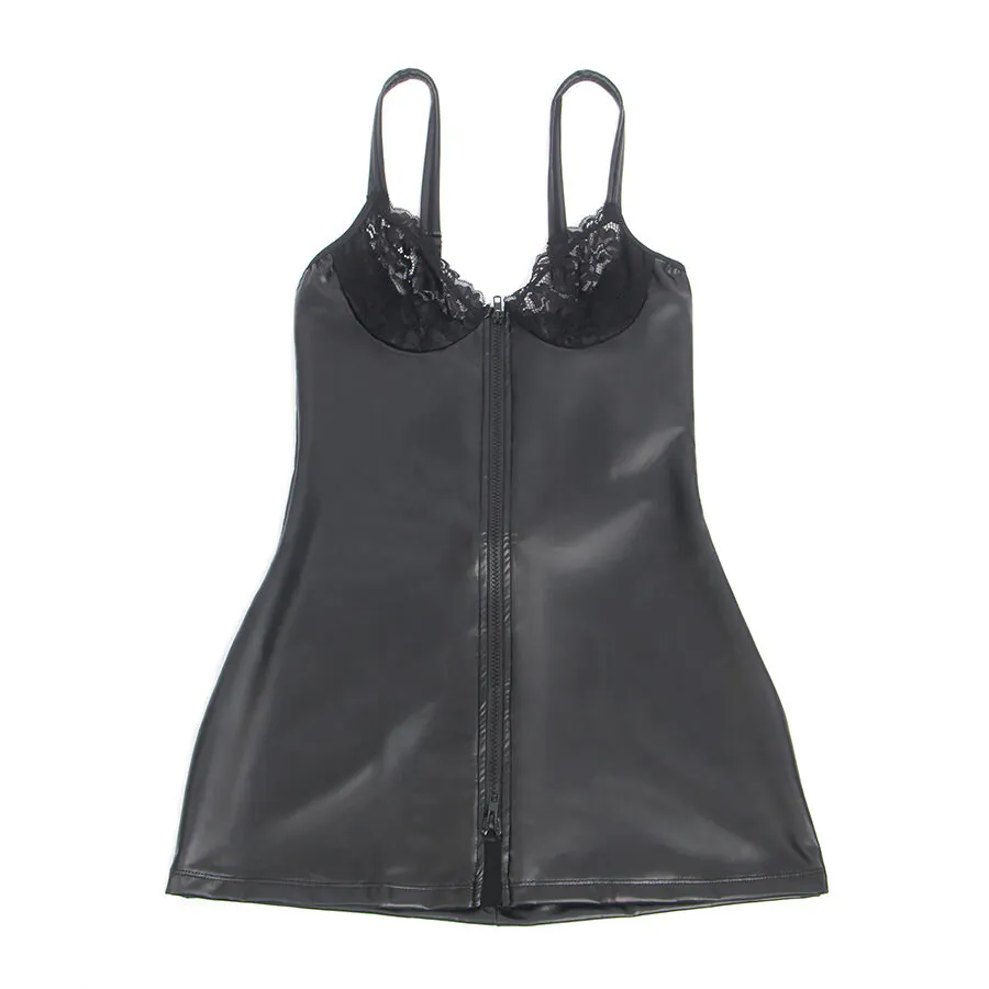 SUBBLIME - 957575 VESTIDO DE CUERO CON CREMALLERA NEGRO L/XL