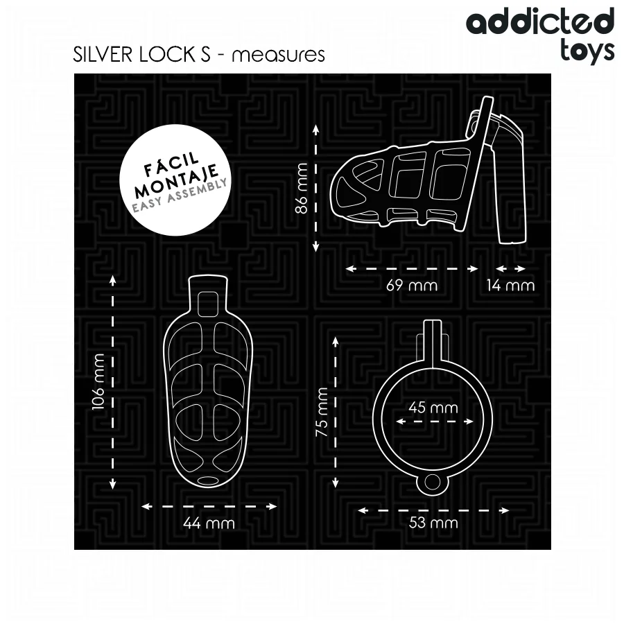 ADDICTED TOYS LOCKED - SILVER LOCK JAULA PARA PENE DE METAL TALLA S