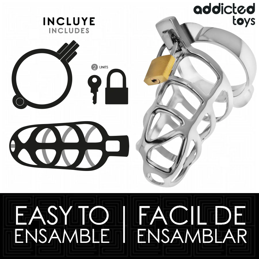 ADDICTED TOYS LOCKED - SILVER LOCK JAULA PARA PENE DE METAL TALLA S