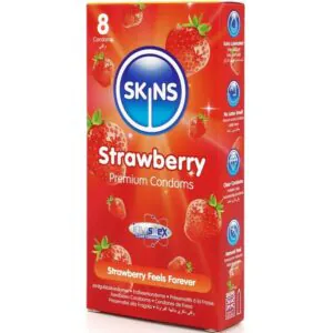 SKINS - PRESERVATIVOS PREMIUM SABOR FRESA PACK 8
