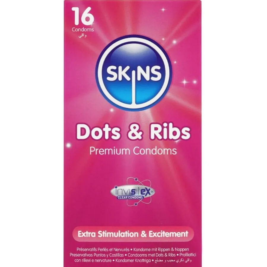 SKINS - DOTS & RIBS PRESERVATIVOS PREMIUM PACK 16