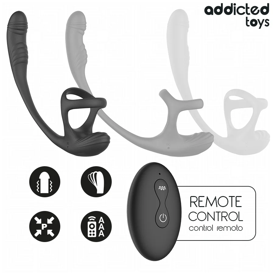 ADDICTED TOYS - PLUG ANAL VIBRACIÓN Y WAVING 360º Y ESTIMULADOR TESTÍCULOS