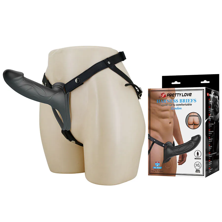 PRETTY LOVE - LONDON ARNÉS UNIVERSAL CON DILDO STRAP-ON DE SILICONA NEGRO 16,8 CM