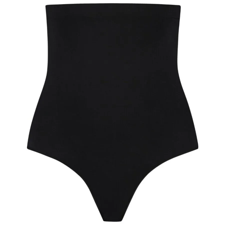 BYE-BRA - TANGA DE TALLE ALTO SIN COSTURAS NEGRO TALLA XL