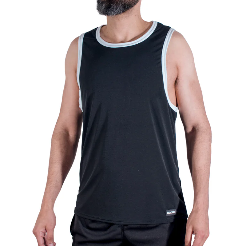 MACHO - CMV004 CAMISETA GYM NEGRA L/XL