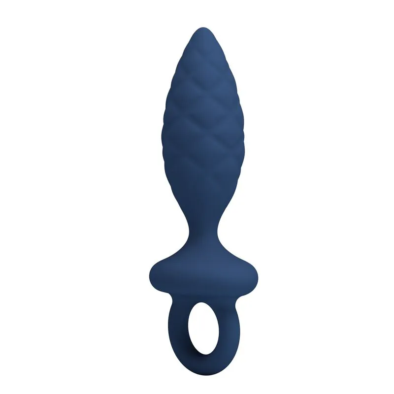 MR PLAY - PLUG ANAL TEXTURIZADO CON ANILLA AZUL M
