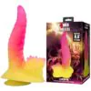 POWER MONSTERS - RIPPLIED MONSTER DILDO FANTASÍA CON VENTOSA 22,5 CM Ø 5,5 CM ROSA Y AMARILLO