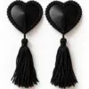 CHILIROSE - CR 4897 CUBREPEZONES CORAZÓN CON BORLAS NEGRO