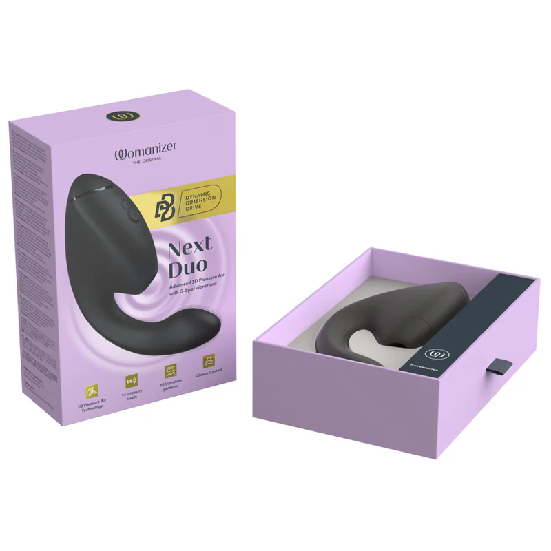 WOMANIZER - DUO NEXT ESTIMULADOR VIBRADOR DUAL CLÍTORIS & PUNTO·G NEGRO