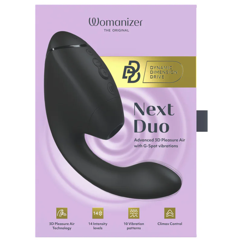 WOMANIZER - DUO NEXT ESTIMULADOR VIBRADOR DUAL CLÍTORIS & PUNTO·G NEGRO