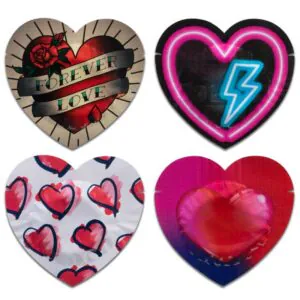 PASANTE - PRESERVATIVO ROJO FORMA CORAZON BOLSA 144 UNIDADES