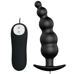 PRETTY LOVE - PLUG ANAL SILICONA ESTIMULACIÓN EXTRA Y 12 MODOS VIBRACIÓN NEGRO CONTROL REMOTO