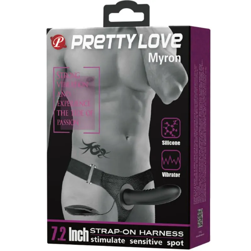PRETTY LOVE - MYRON STRAP ON CON VIBRACIÓN Y DILDO HUECO