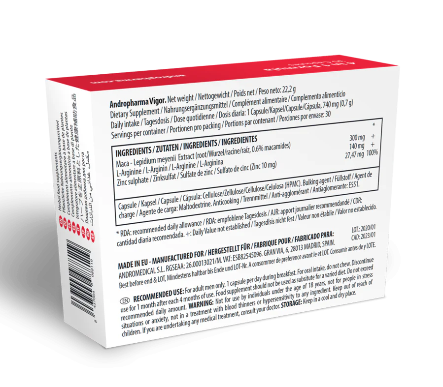 Andropharma Vigor – Complemento alimenticio herbal para la libido masculina