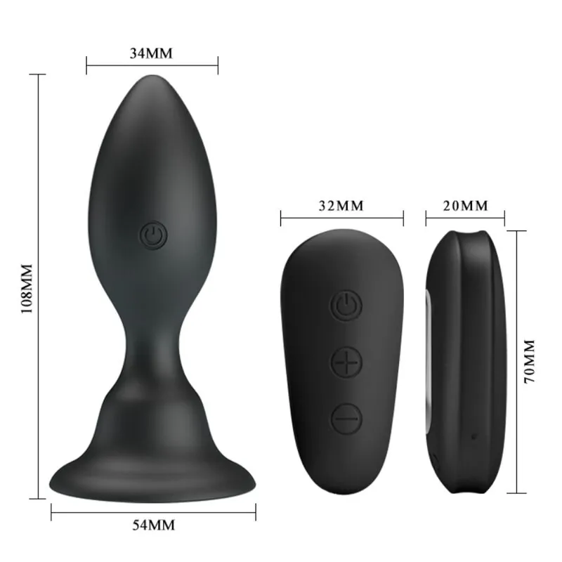 MR PLAY - PLUG ANAL CON VIBRACIÓN NEGRO CONTROL REMOTO